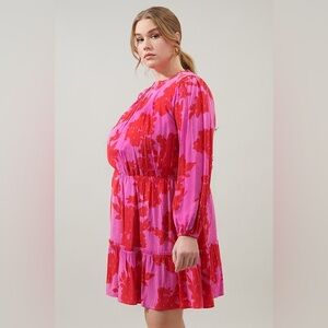 NWT Sugarlips Linnea Floral Balloon Sleeve Blouson Dress Curve 3X | Floral Dress